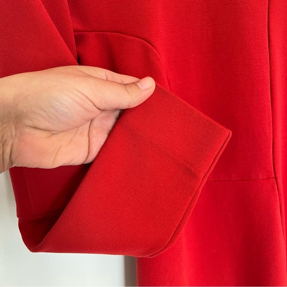 COS Red Asymmetrical Midi Dress Long Sleeve Festive Christmas Primary Red Size 6 - Picture 6 of 13